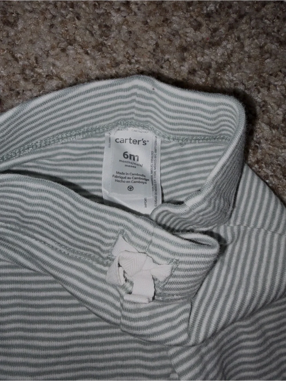 Carter's Light Gray and White Striped Baby Leggings